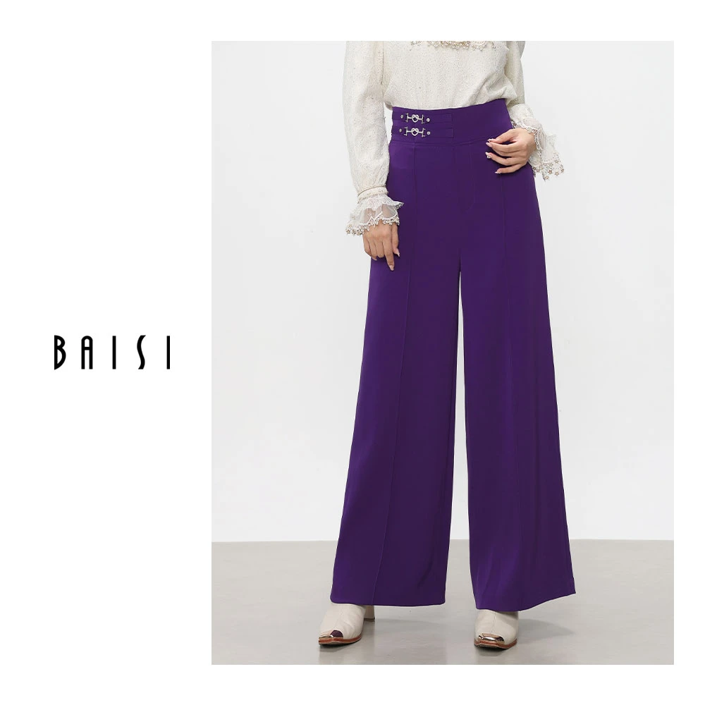 BAISI/百丝春日出行春游阔腿裤显瘦AAAD310331气质直筒休闲宽松百