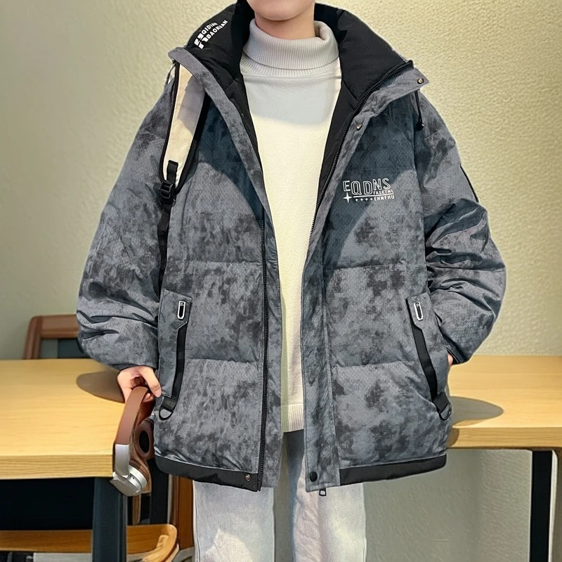 冬季羽绒棉服外套男孩初高中学生帅气加厚棉袄青少年大童冬装棉衣