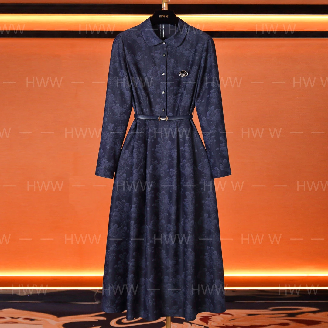 HWW轻奢设计师女装连衣裙优雅气质修身时尚收腰连衣裙DHZZR404250