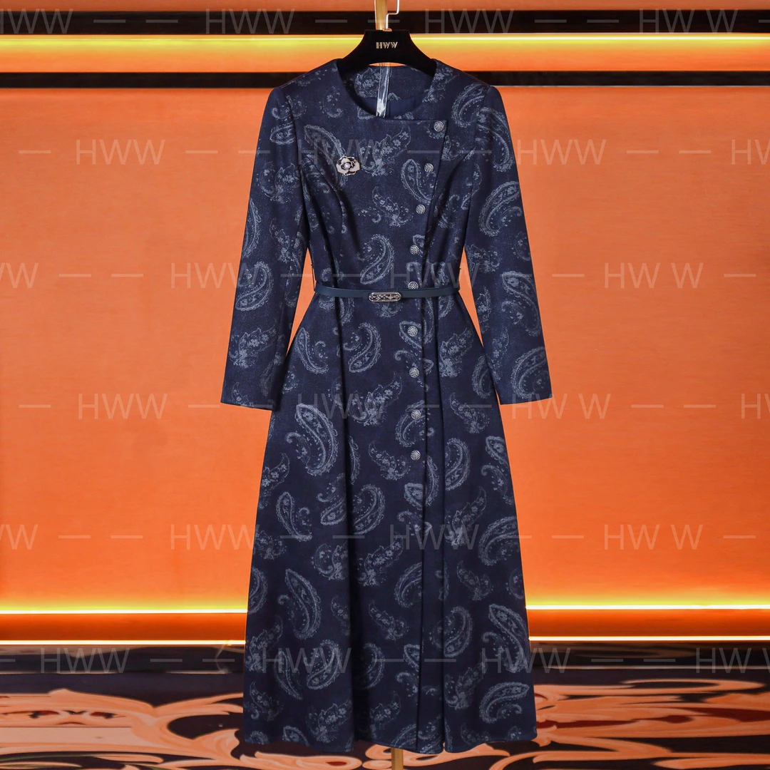 HWW轻奢设计师女装连衣裙优雅气质秋款时尚收腰连衣裙DHZZR403839