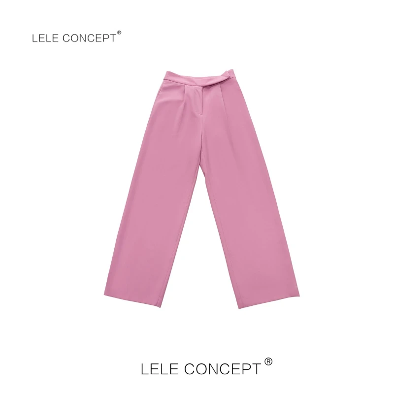LELE CONCEPT 直筒压褶西服裤休闲裤气质简约款宽松长裤K0101