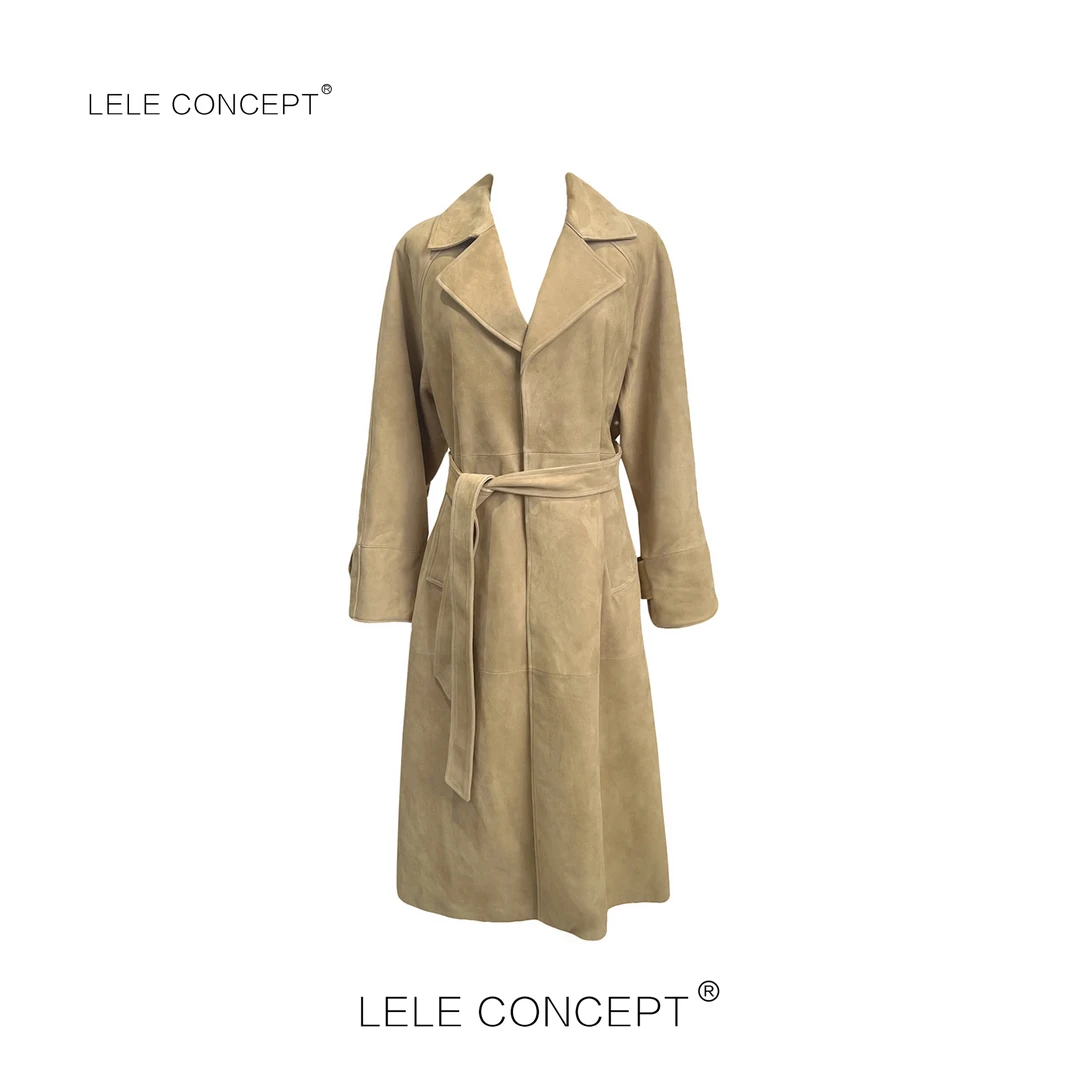 LELE CONCEPT 时尚高级感轻奢百搭通勤阔型皮风衣P0033