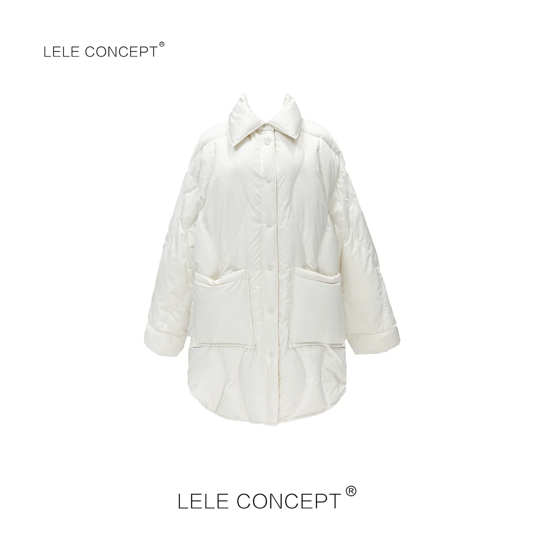 LELE CONCEPT 设计师款衬衫领中款鹅绒服Y0440