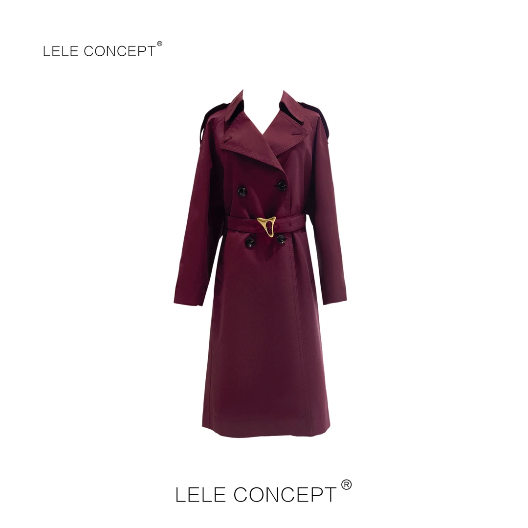 LELE CONCEPT 高级感显瘦时尚复古小众收腰四扣风衣Y0369