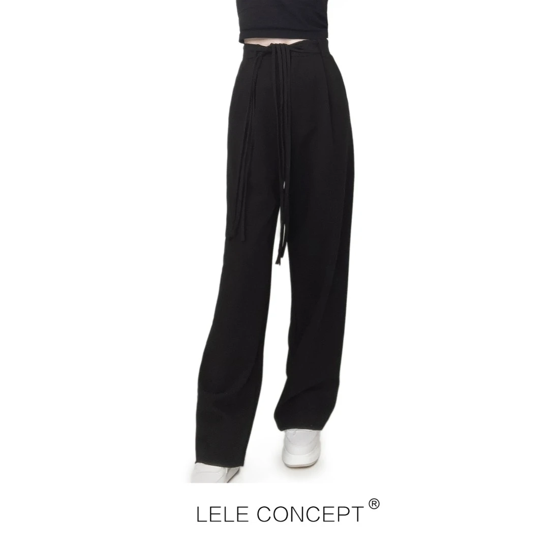 LELE CONCEPT 流苏腰带阔腿裤气质简约垂感西服裤休闲显瘦K0072