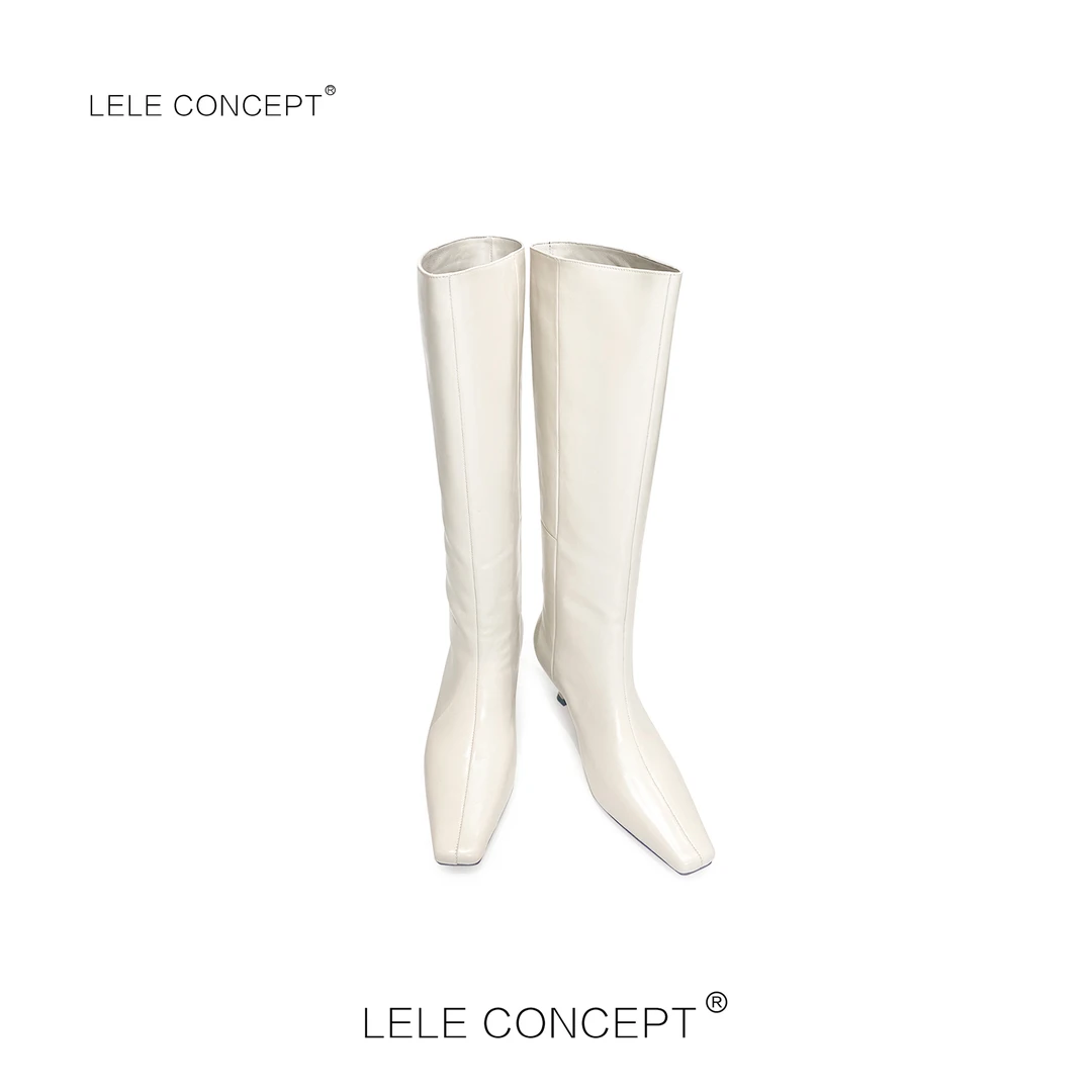 LELE CONCEPT 时尚轻奢高级感真皮漆皮长筒靴X0140