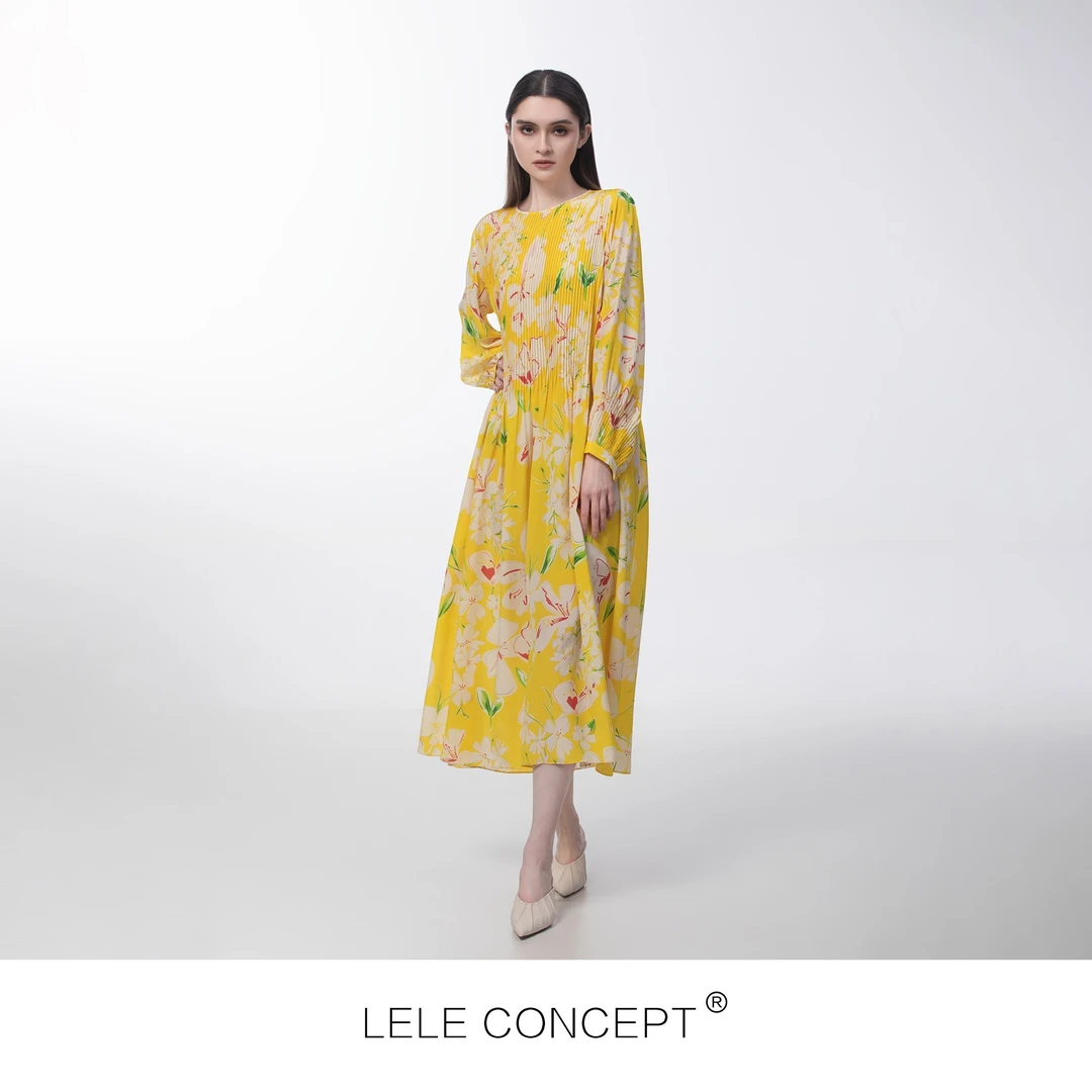 LELE CONCEPT 轻奢名媛显瘦度假风惊艳法式印花连衣裙Q0181