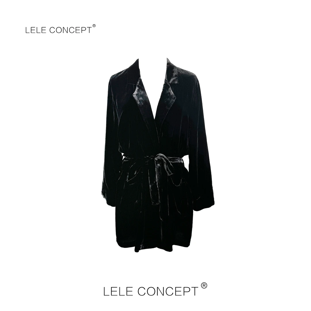 LELE CONCEPT 时尚高级感显瘦轻奢收腰丝绒外套Y0389