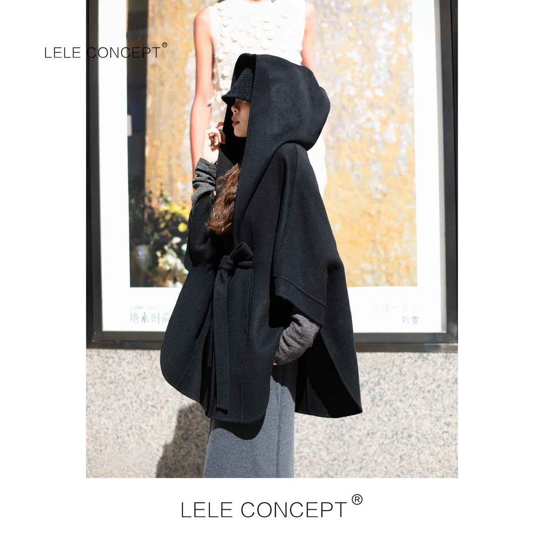 LELE CONCEPT 都市轻奢高级感设计款半袖帽款斗篷Y0386