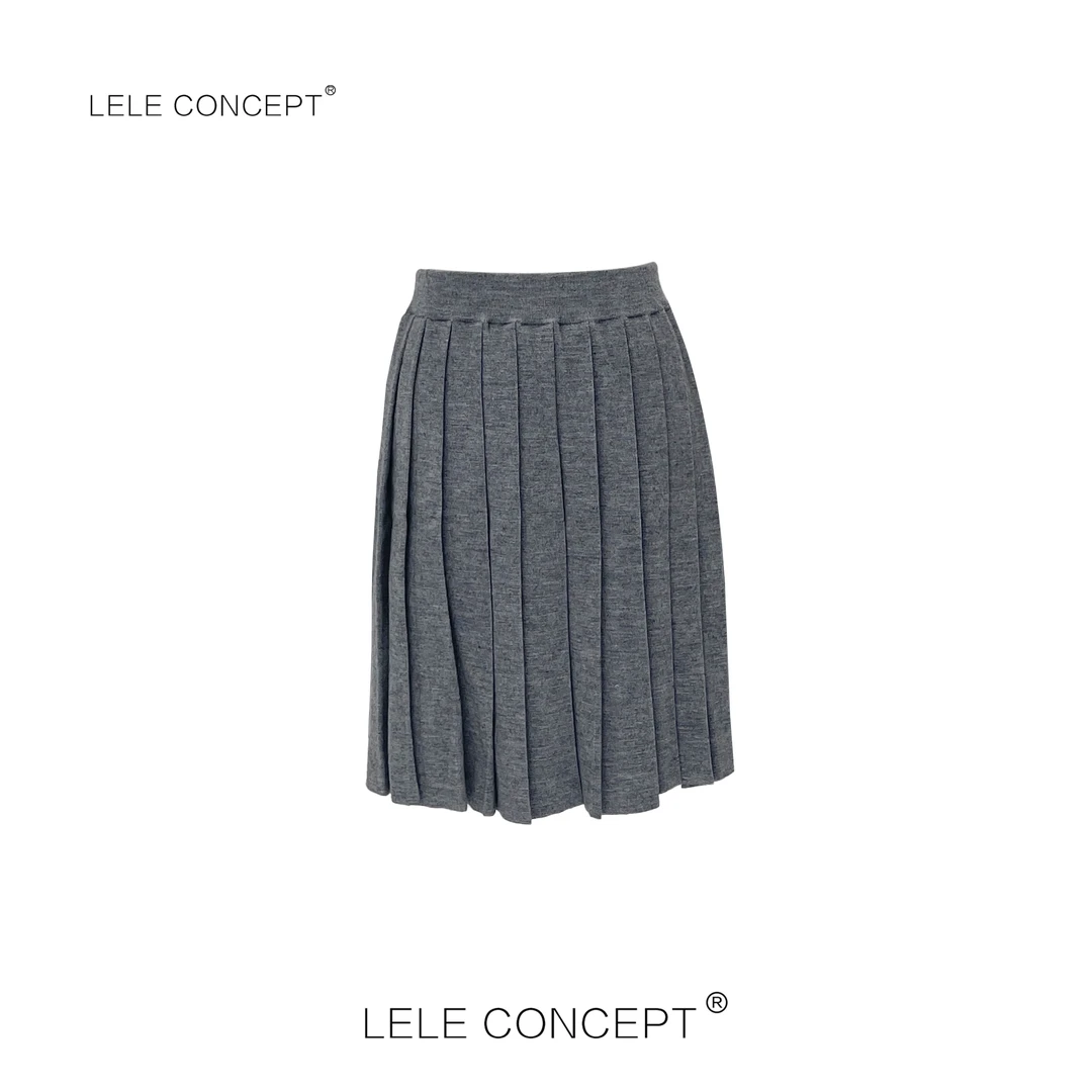 LELE CONCEPT 时尚减龄百搭学院风百褶半身裙Q0431