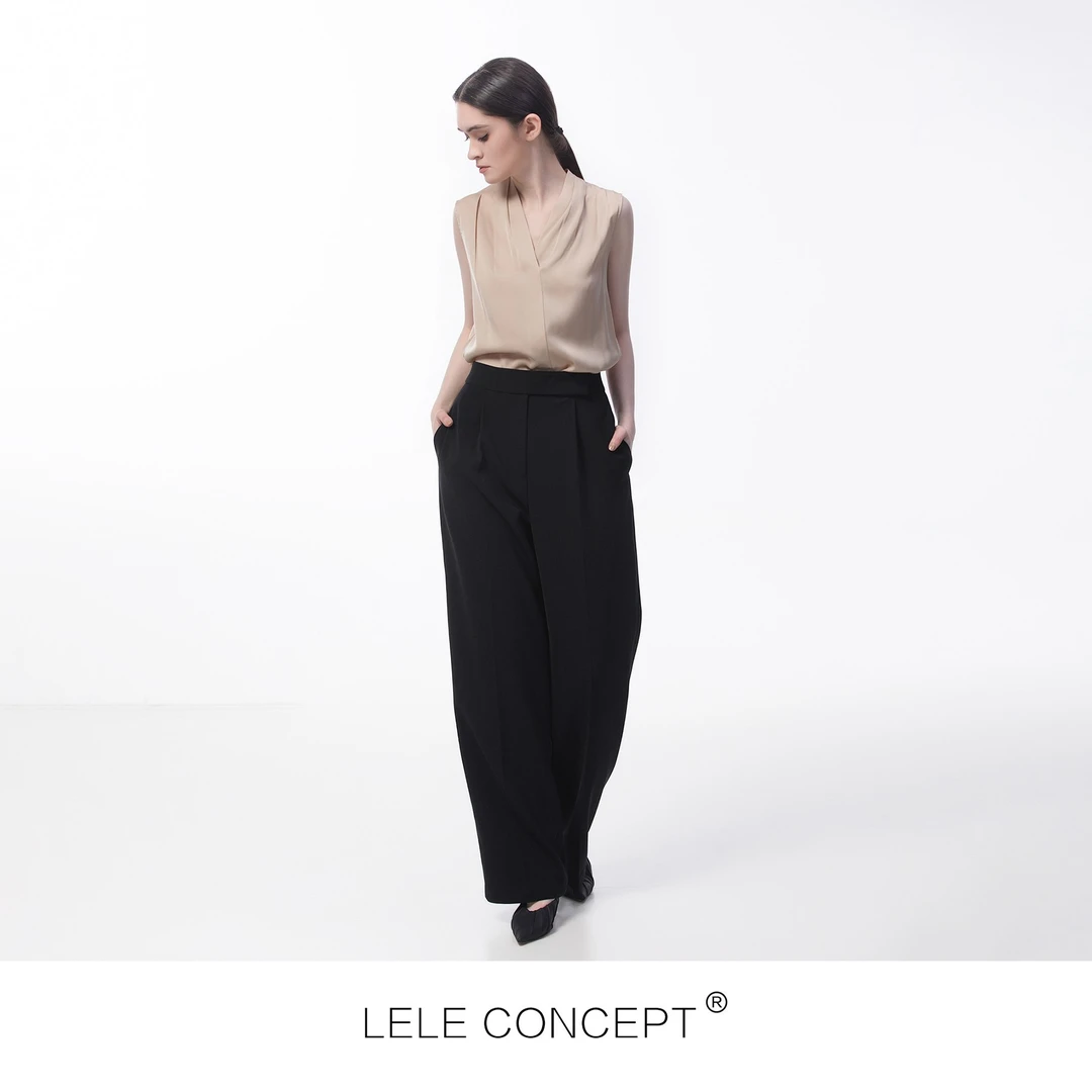 LELE CONCEPT 垂感显瘦高腰阔腿休闲裤时尚显瘦女王范气质K0084