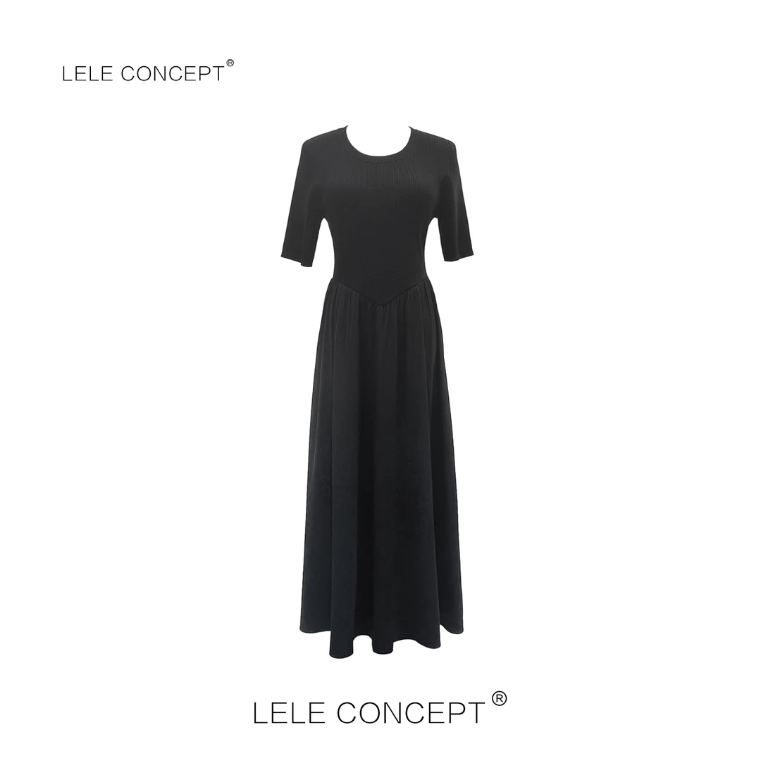LELE CONCEPT 法式气质优雅减龄轻奢显瘦高级感中袖连衣裙Q0420
