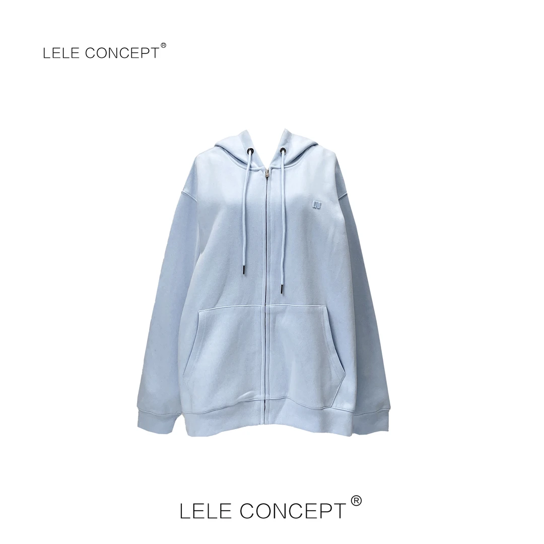 LELE CONCEPT 时尚休闲百搭减龄宽松连帽抽带卫衣外套Y0481