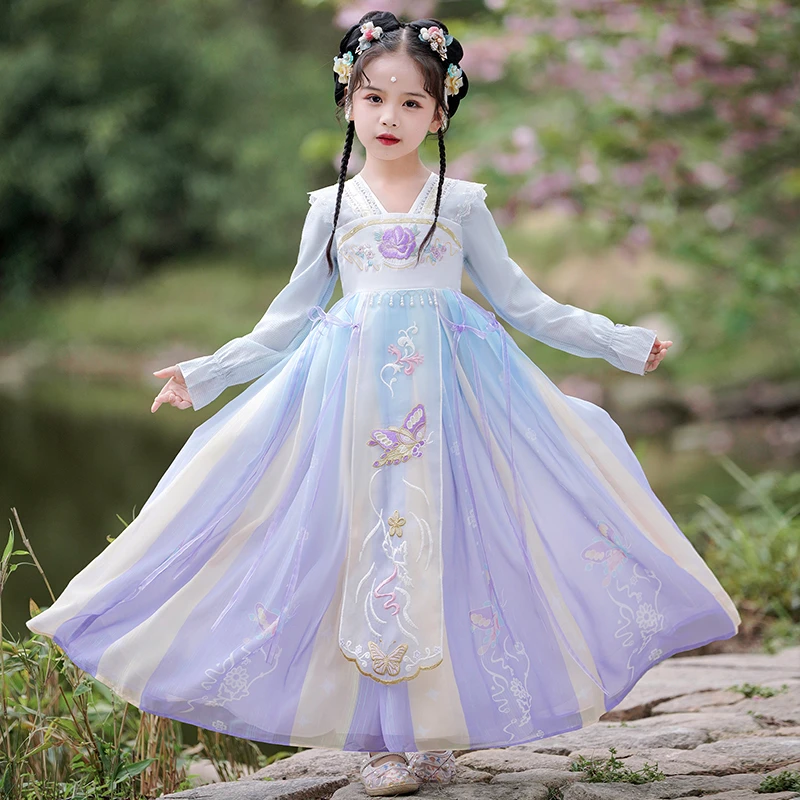 女童汉服公主裙2024夏季新款超仙女孩中国风唐装夏季儿童装连衣裙