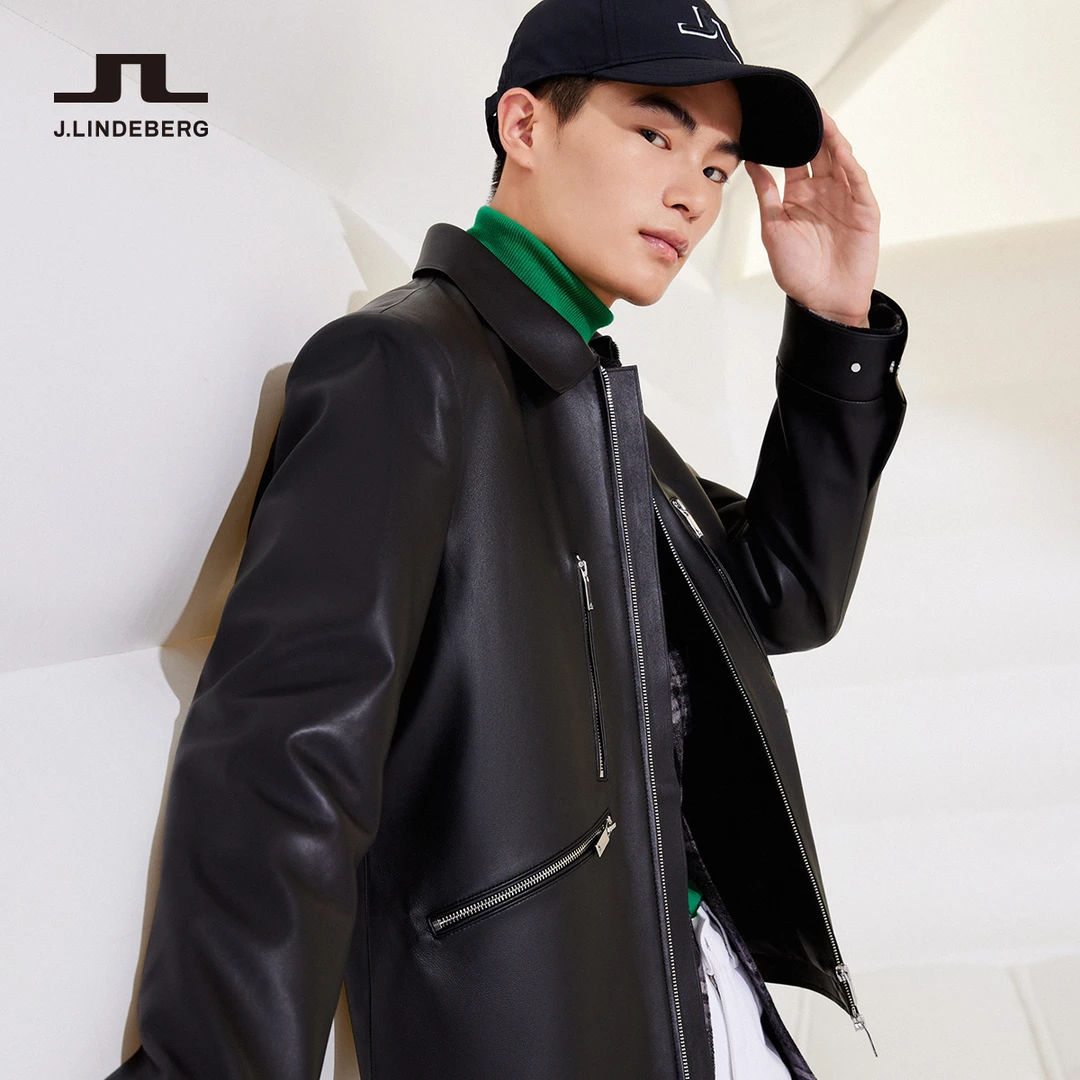 JLINDEBERG金林德伯格绵羊皮拉链装饰直身版型皮衣男|522310002