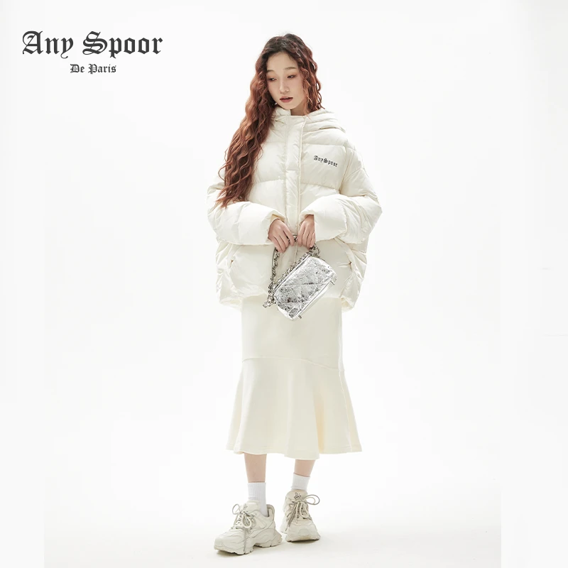 【ANY SPOOR】冬季时尚休闲气质简约短款白色鹅绒服83D729