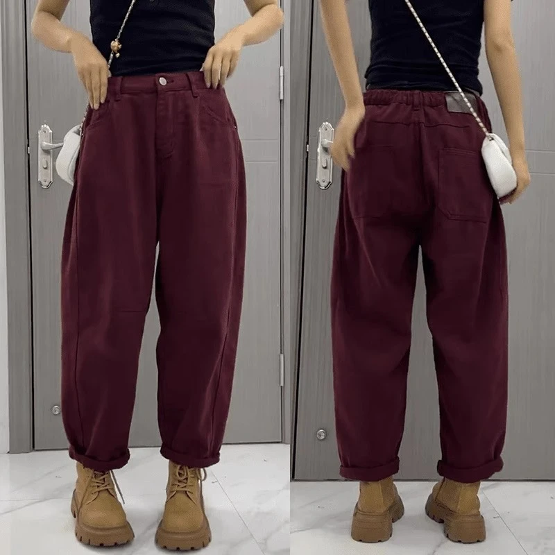 大码女装肥妹妹mm复古水洗阔腿牛仔秋季高腰宽松休闲老爹裤200斤