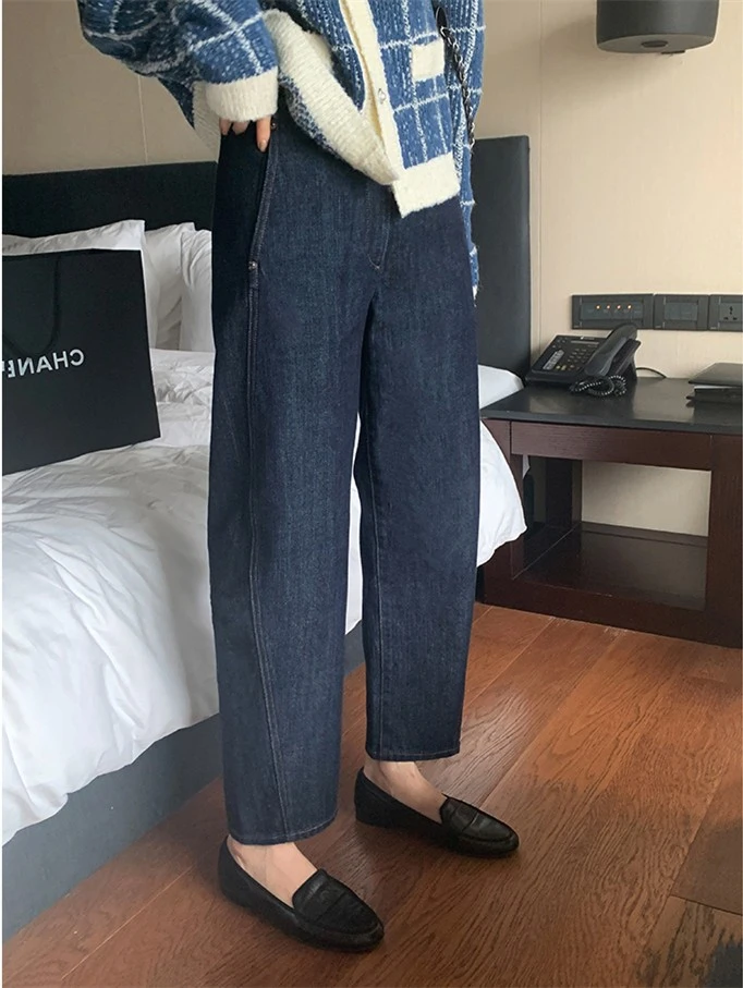 肥妹妹mm高腰做旧牛仔大码女装春夏宽松显瘦九分萝卜奶奶裤200斤