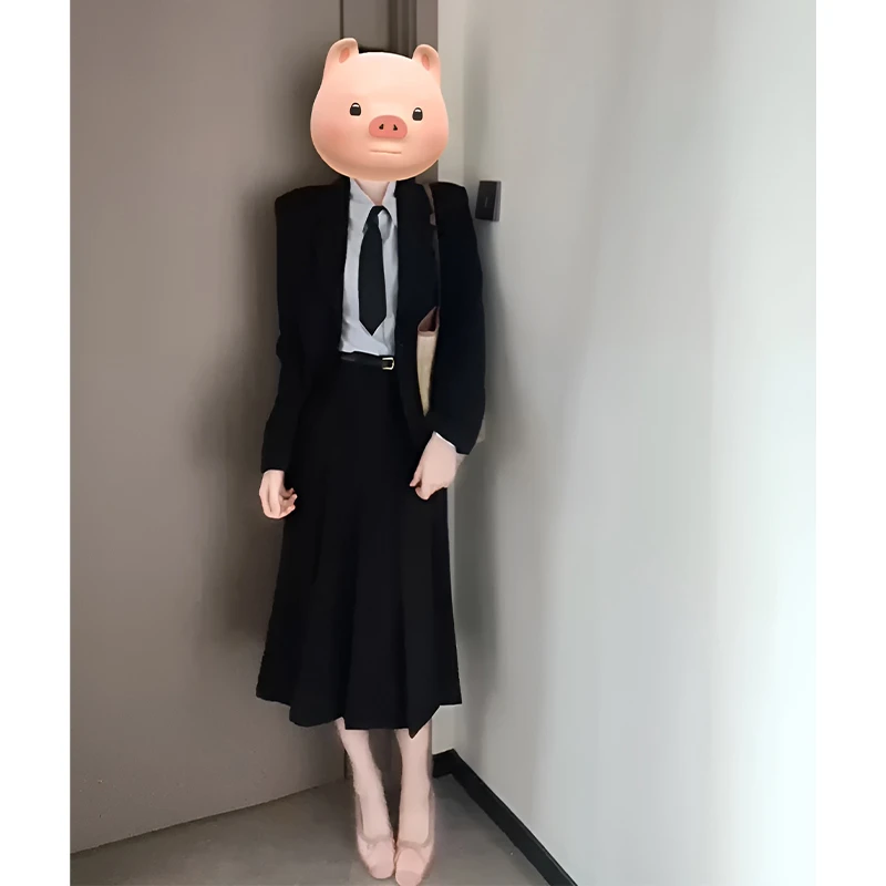 2025春季新款女轻职风正肩显瘦西装外套通勤气质高腰百褶半身长裙