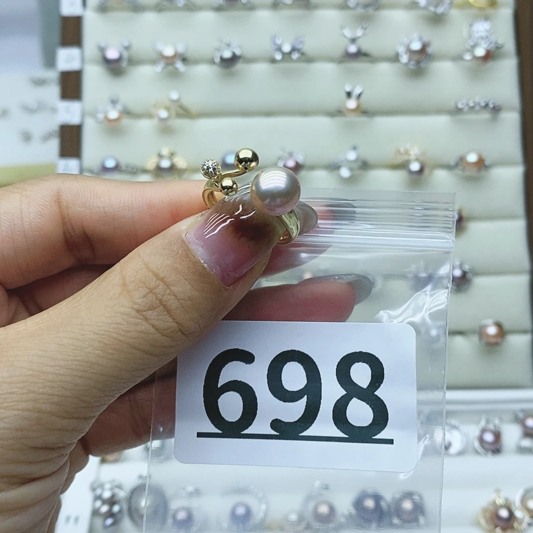 淡水珍珠戒指银S925镶嵌698