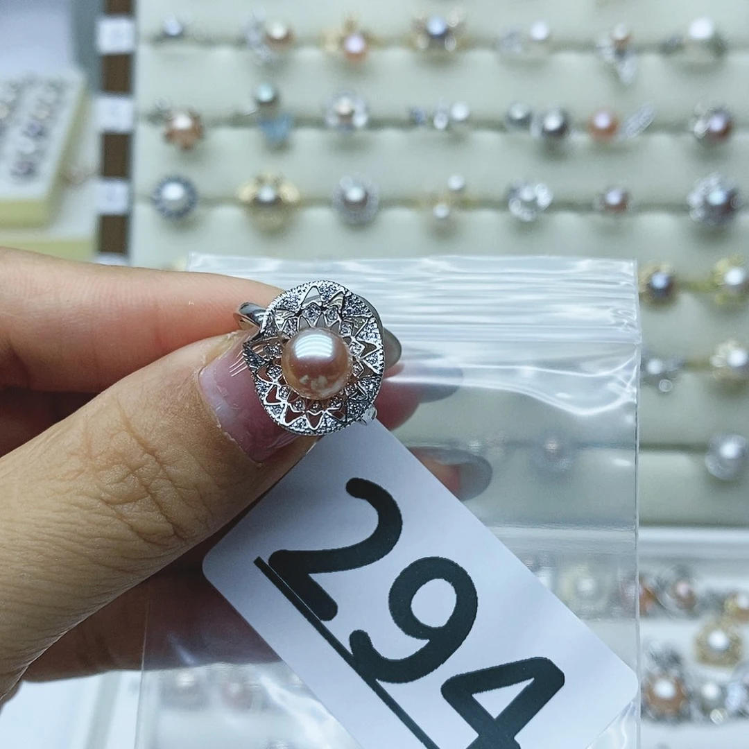 淡水珍珠戒指银S925镶嵌294