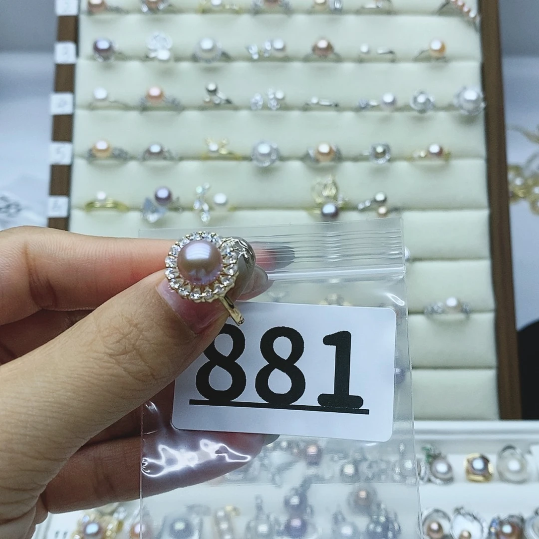 淡水珍珠戒指银S925镶嵌881