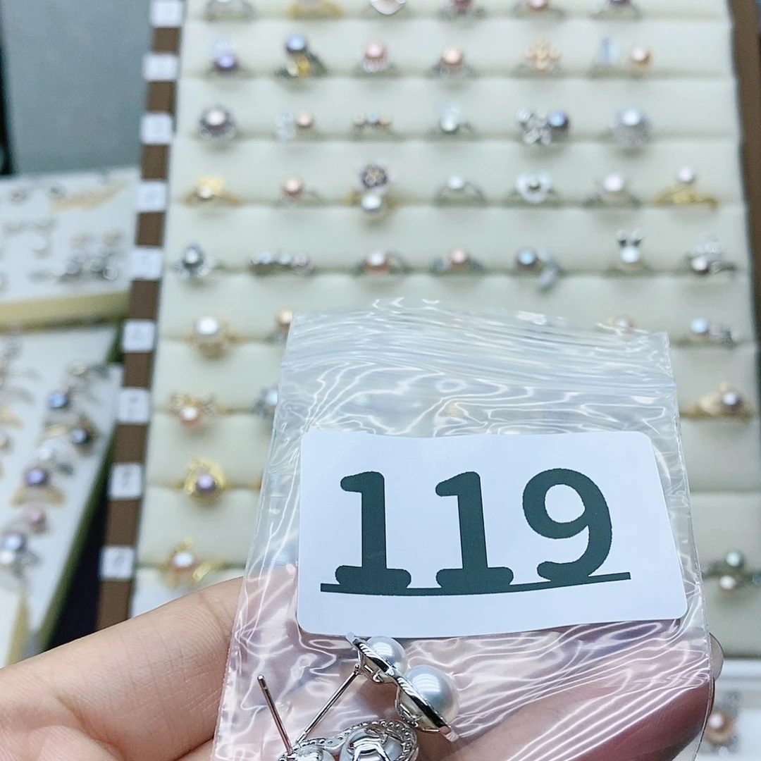 淡水珍珠戒指银S925镶嵌红**十119拍2发1