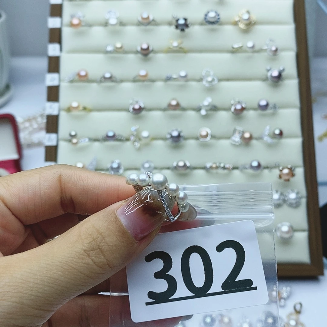 淡水珍珠戒指银S925镶嵌V****T302