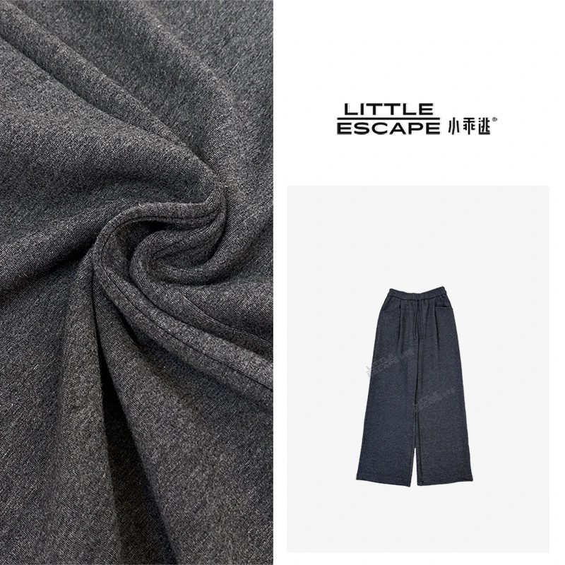 小乖逃D高智淡人 休闲小羊细毛灰色长裤 直筒净色裤S24014
