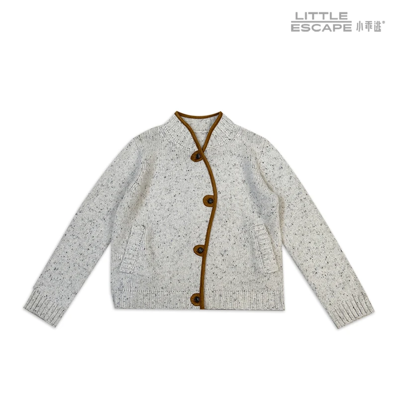 小乖逃DML休闲白色毛衣羊毛开衫毛衫秋冬长袖小香风设计师10221