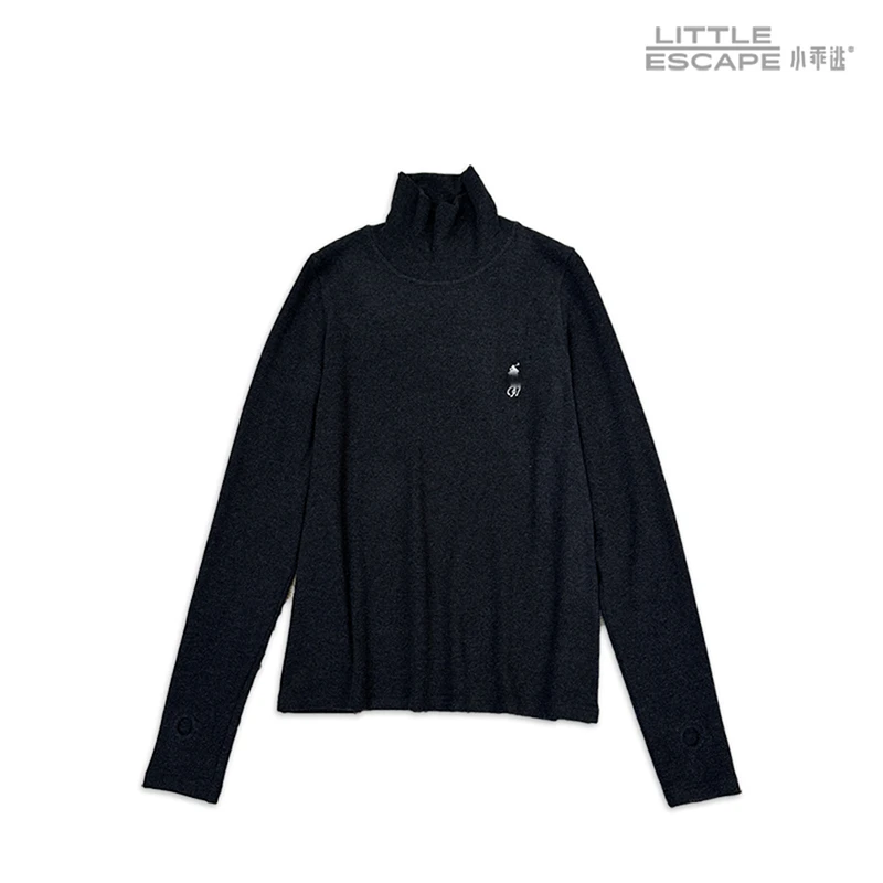 新款休闲风时尚款B字深灰色卫衣高领卫衣百搭灰色打底88258