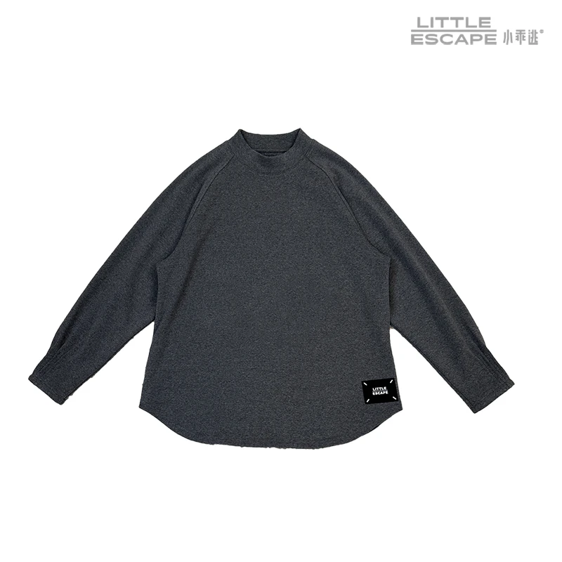 小乖逃D设计师高级感灰色卫衣保暖长袖圆领纯色秋冬休闲88169标