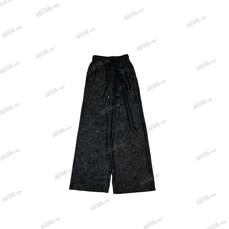 小乖逃D新款鎏金时代醋酸提花裤气质潮流金色抽绳春夏休闲Q6401