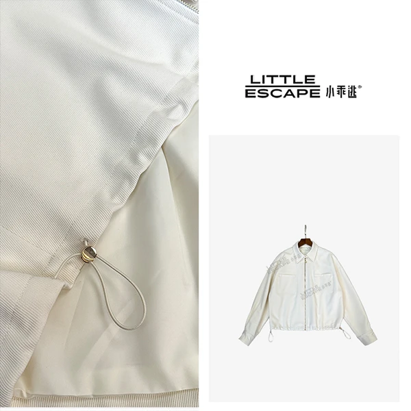 小乖逃D休闲时尚 白色外套 双口袋百搭宽松 C172