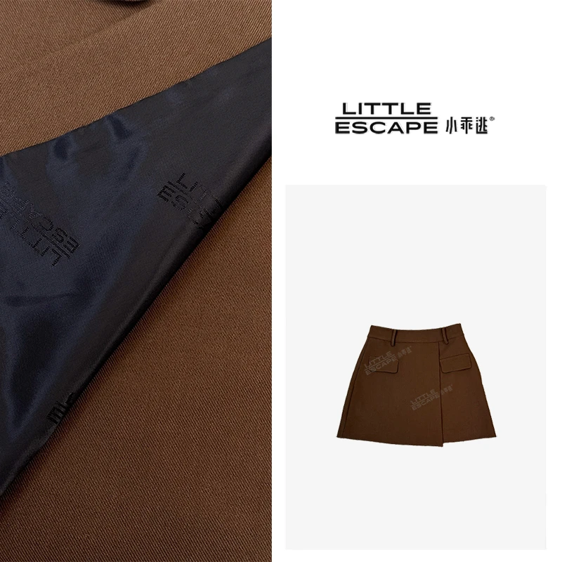小乖逃D时尚小羊细毛黑咖色半裙 高腰半裙S24023
