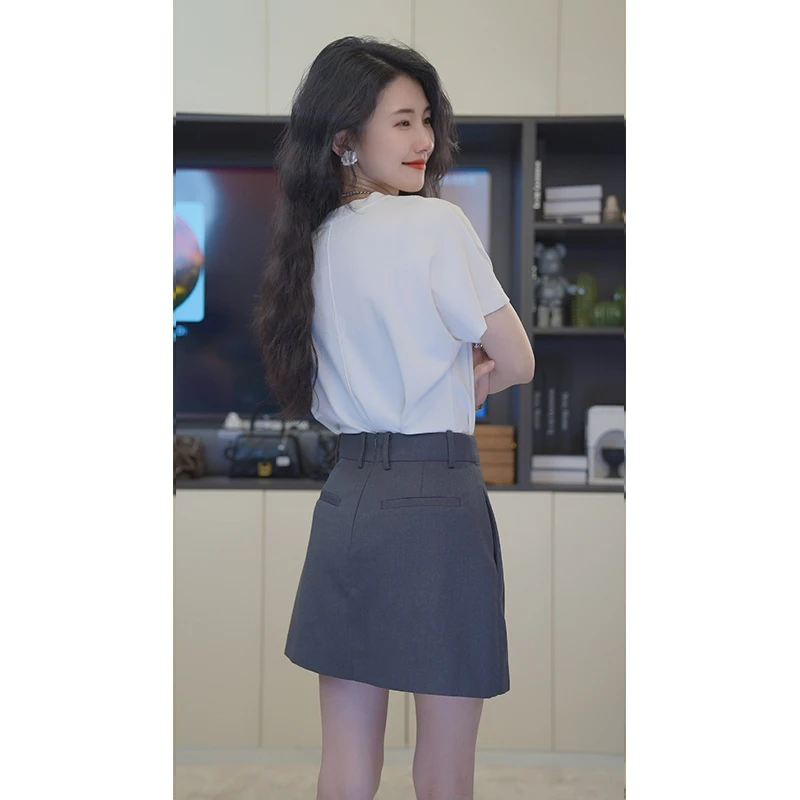 小乖逃D零小腹！双色高级感黑色半裙裙裤显瘦气质高腰半裙女装587