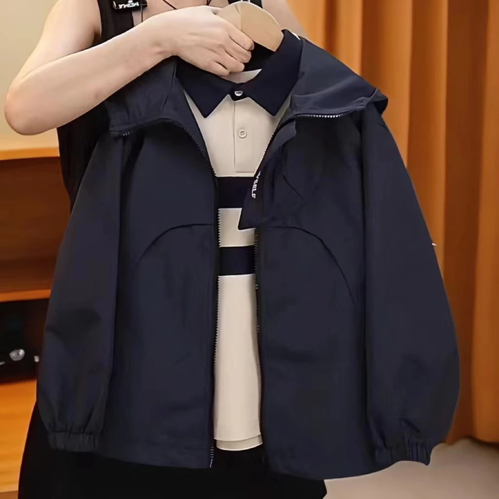 男大童冲锋衣外套春秋款2024新款洋气中大童秋装风衣夹克连帽上衣