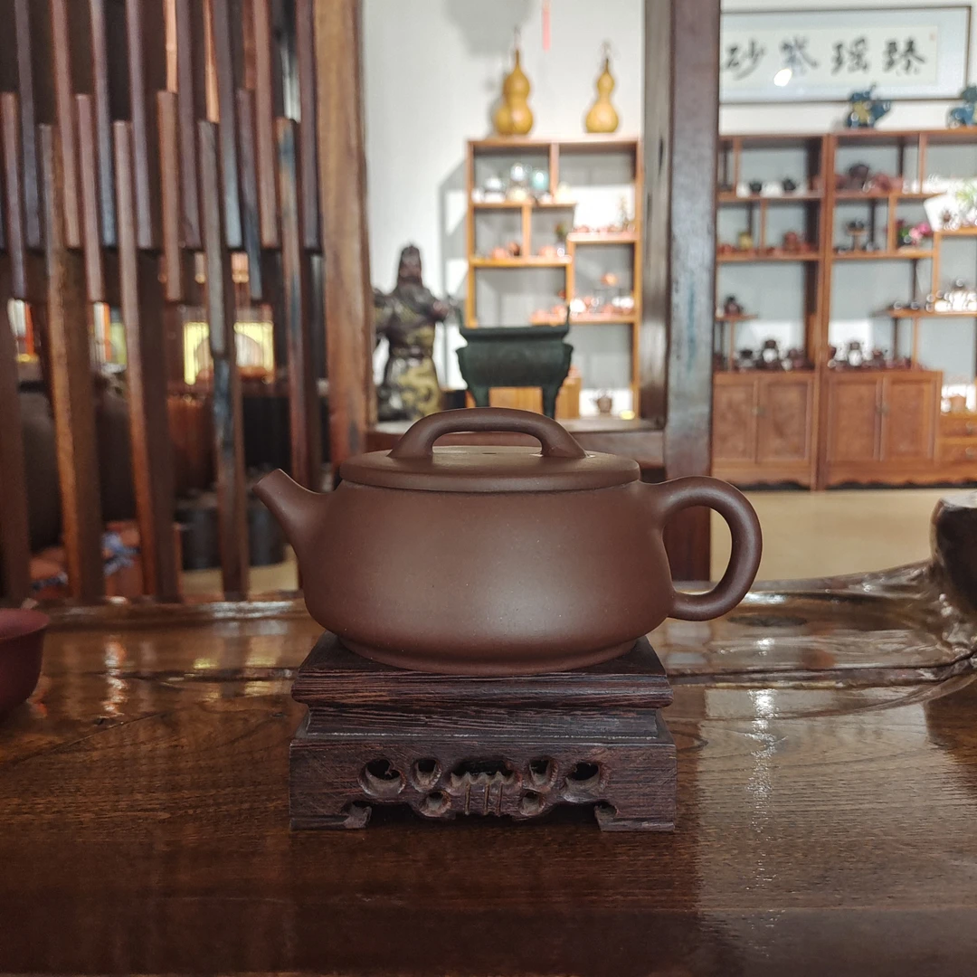 原矿紫砂大口平底瓢紫泥