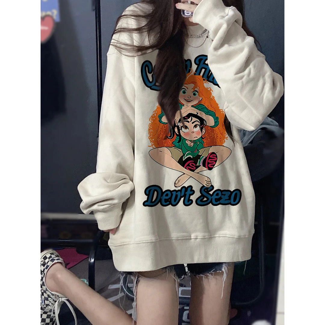 加绒加厚白色圆领卫衣女学生2025小众休闲中长款百显瘦搭坠感卫衣