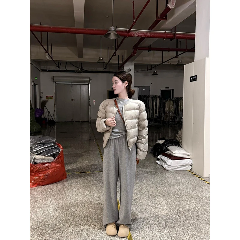 2026冬季新款保暖舒适百塔短外套内搭长袖针织衫高腰垂感休闲长裤