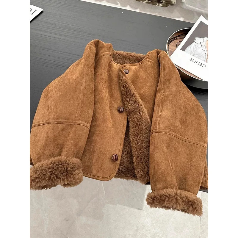 秋冬美拉德风轻奢复古宽松高级感外套小个子短款气质保暖百搭上衣