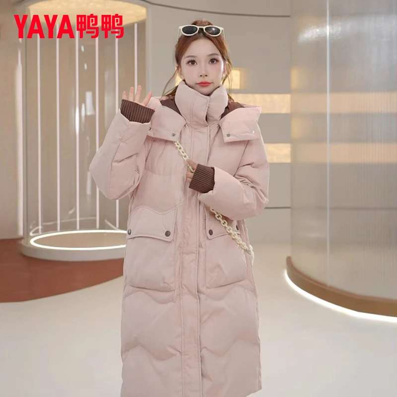 YAYA/鸭鸭2025年中长款羽绒服女冬季设计感时尚加厚保暖百搭外套