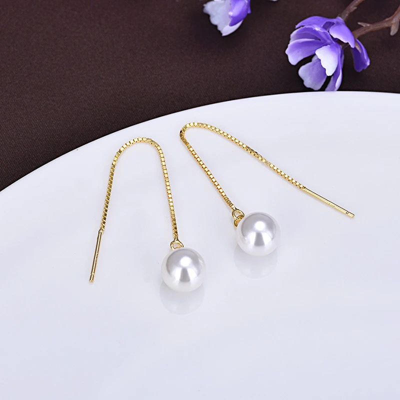 铜合金仿珍珠耳饰 日韩商务风女白色耳线两戴韩版优雅女款仙女