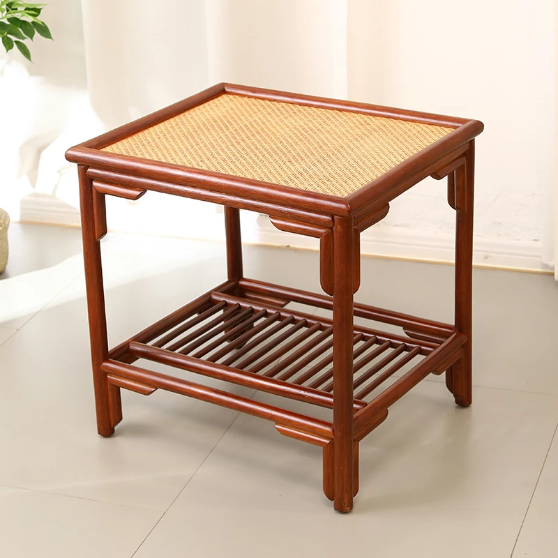 压席长方台花梨色 角几边几藤制茶几小藤桌台子茶台小桌子阳台
