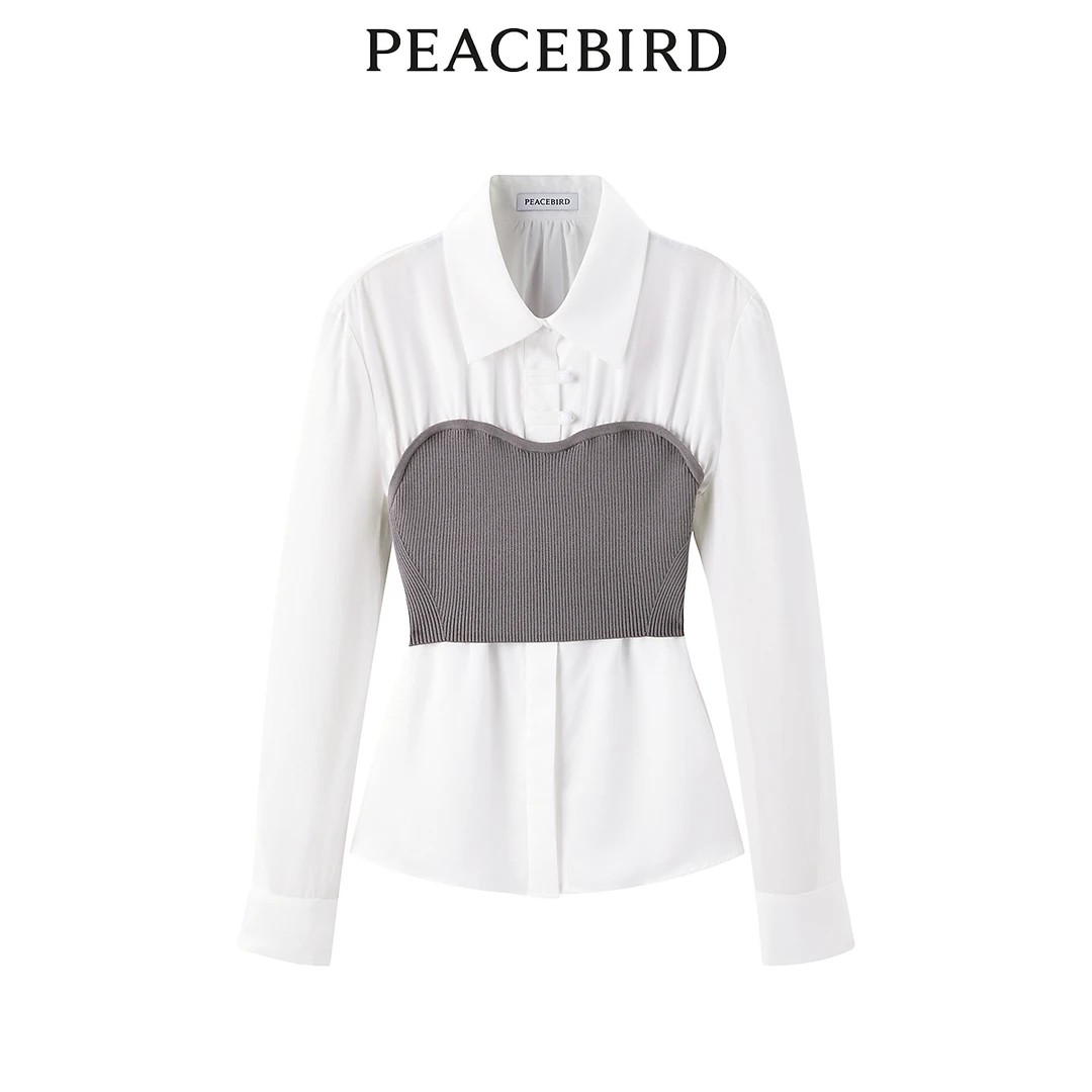 【陈大可专属】太平鸟女装24年春新品撞色拼接上衣A1CDE1210