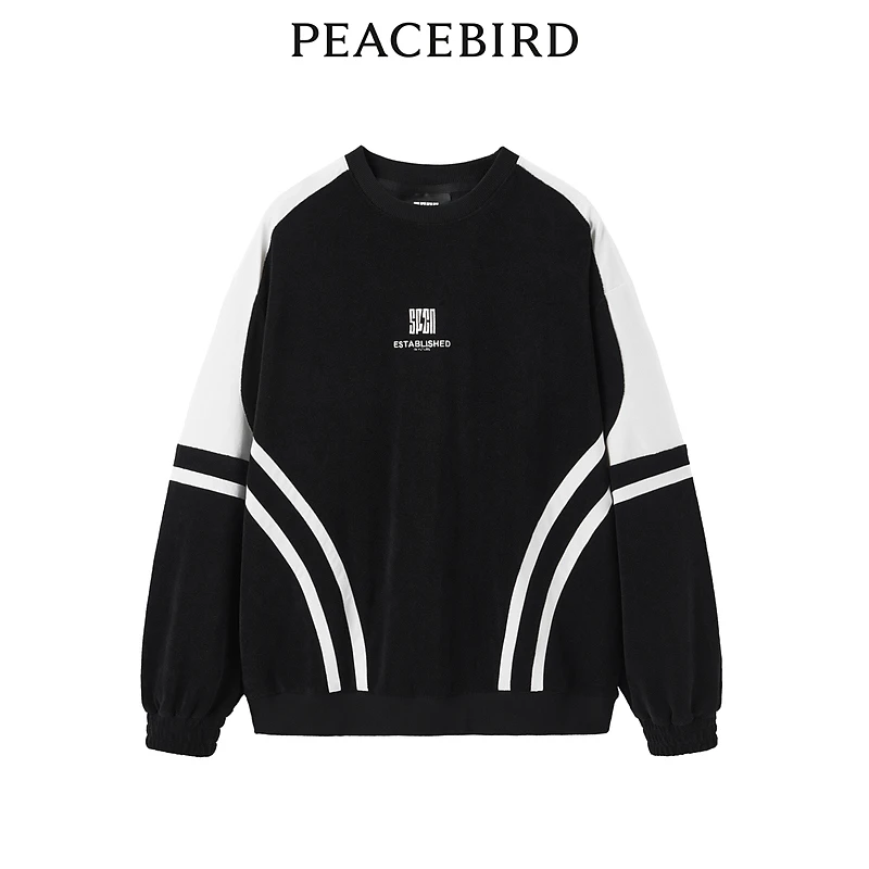 【丽公主专属】太平鸟SPCN撞色宽松圆领拼接卫衣潮流ASDCD1413