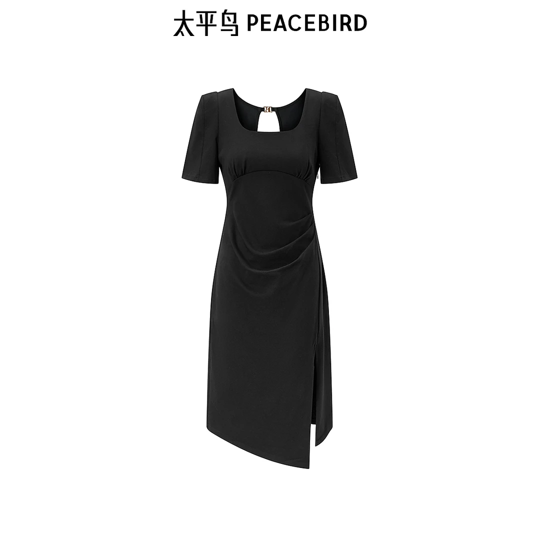 【赵老板专属】太平鸟女装新款抽皱针织连衣裙A1FAE2411