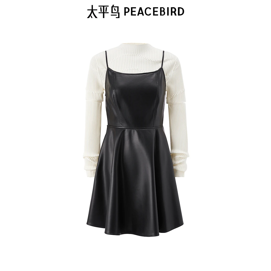 【赵老板专属】太平鸟女装24年春新款毛衫套装PU连衣裙A3FAE1249