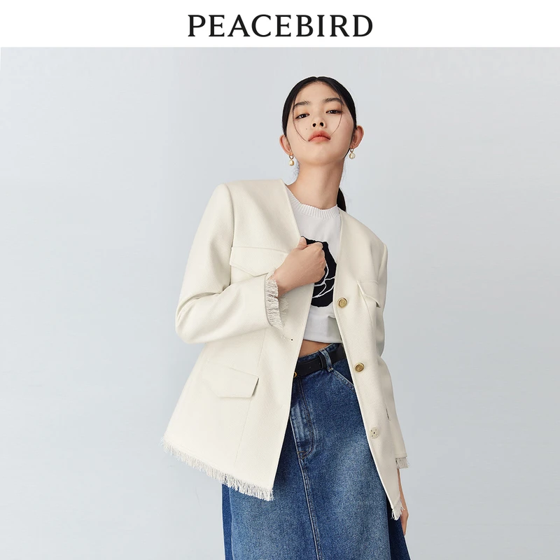 【丽公主专属】太平鸟小香设计感毛边外套通勤气质A8BBD1307