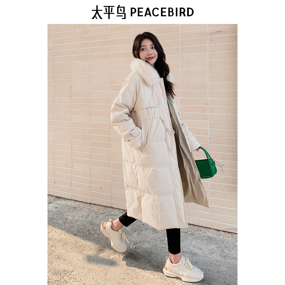 太平鸟中长款毛领羽绒服冬新款小众气质派克服面包服AWACD4102